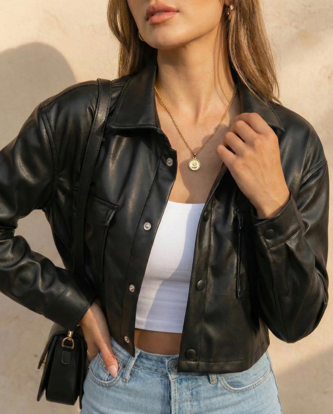 Sleek Chic Faux Leather Crop Jacket